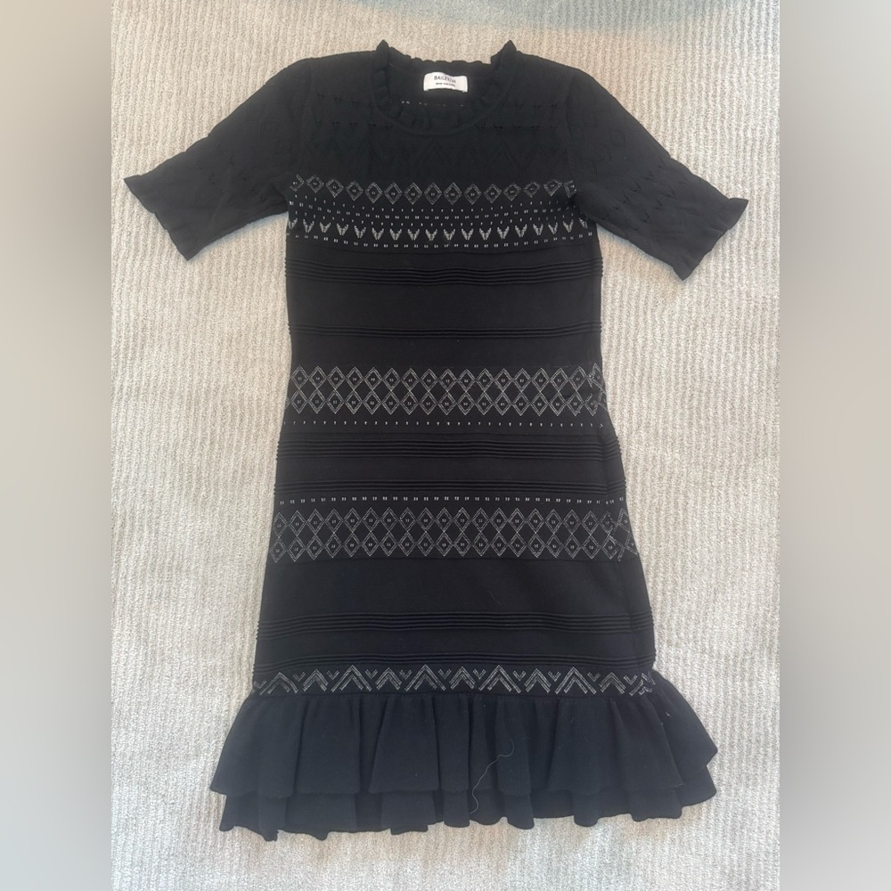 Bailey 44 Black Sheath Mini Dress Crew Neck Short Sleeve